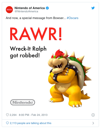 A tweet from Nintendo.